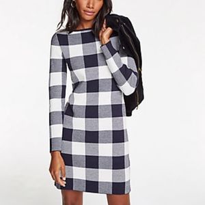 Navy Buffalo Check Sweater Dress